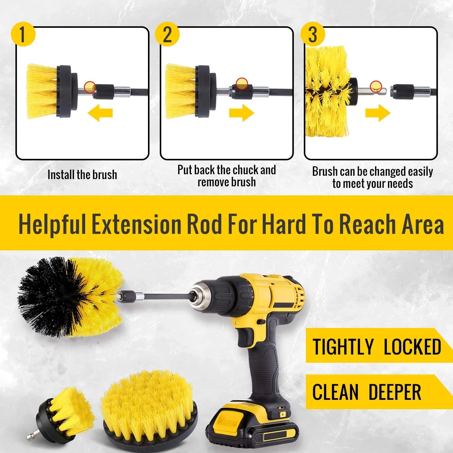 2/3.5/4 Inch Electric Scrubber Brush Drill Brush Kit