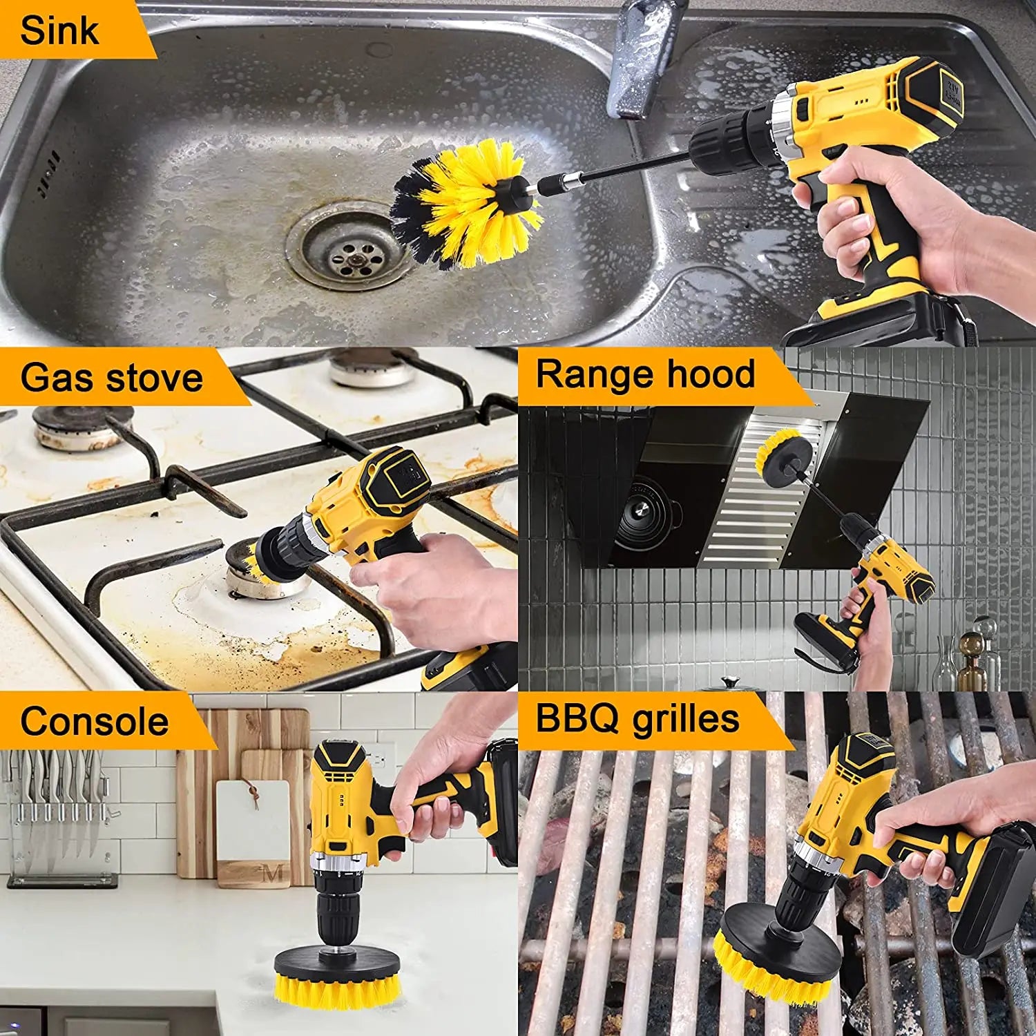 2/3.5/4 Inch Electric Scrubber Brush Drill Brush Kit