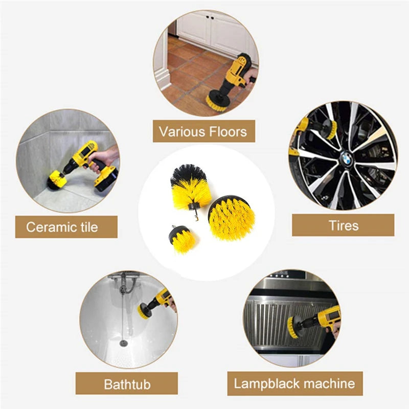 3Pcs/Set Electric Scrubber Brush Drill Brush Kit