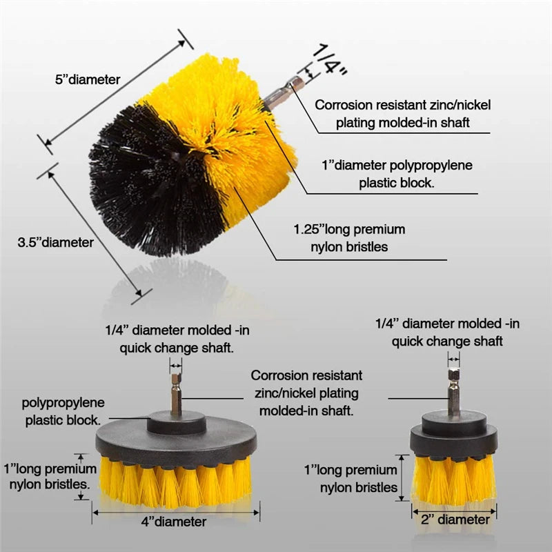 3Pcs/Set Electric Scrubber Brush Drill Brush Kit